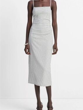 vince tossed poppy v-neck pleated dress Tossed Poppy V-Neck Pleated Dress by VINCE